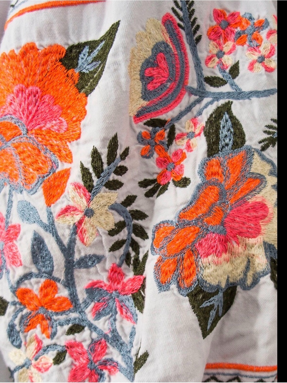Free People Fleur Du Jour Embroidered Peasant Mini Dress Boho Floral Tunic L - Picture 8 of 16